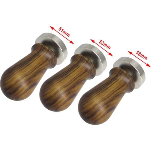 Wooden Handle Coffee Tamper Espresso Powder Flat Press Hammer 51-58mm