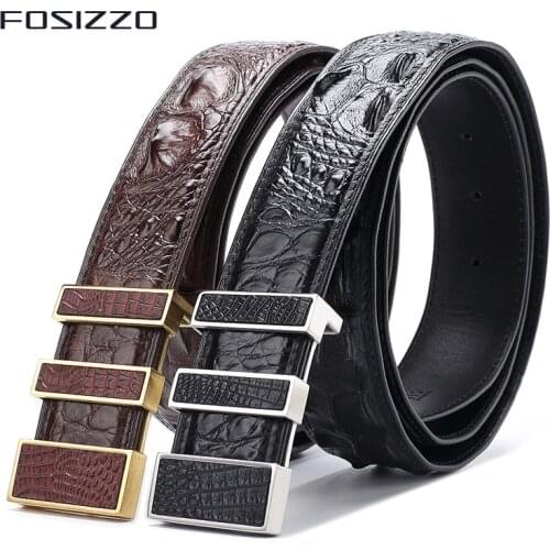 FOSIZZO 100% Real Crocodile skin High quality Mens Belt Automatic Buckle Belt Fashion design Belt