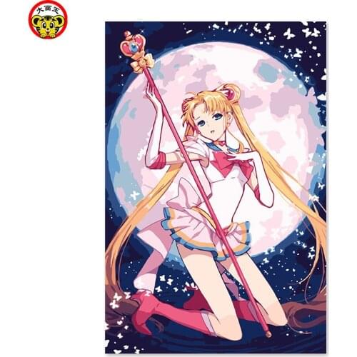 Painting by numbers art paint by number Long yellow hair Sailor Digital painting DIYcute, like, drawing on the cloth by digital