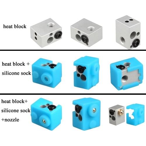 3D printer V6 heating block for E3D V6 heated block J-head Extruder HotEnd heater block with Silicone Sock 1.75mm 0.4mm Nozzle