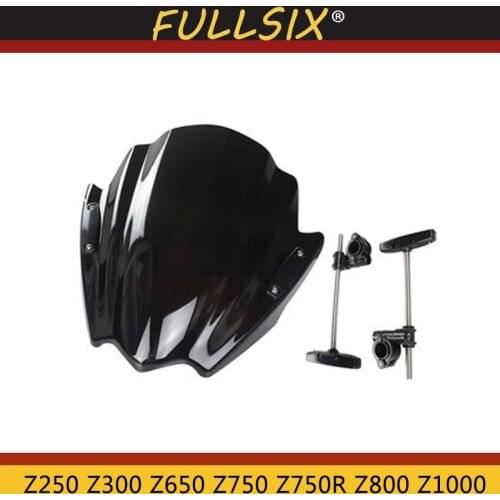 Motorcycle Windshield WindScreen Viser VIsor Front Glass for Kawasaki Z250 Z300 Z650 Z750 Z750R Z800 Z1000