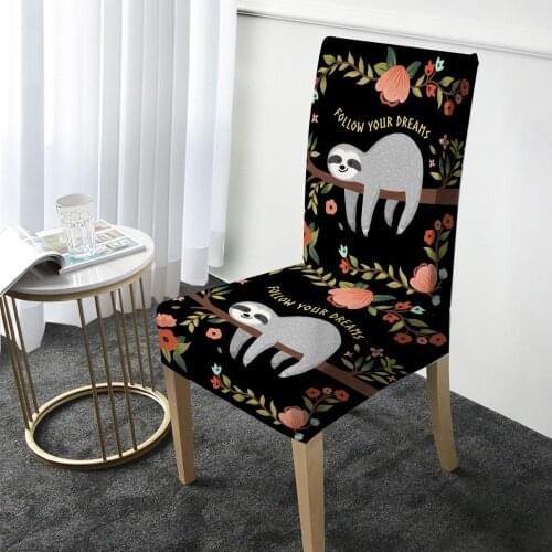 Cartoon Animals Print Chair Cover Elastic Dining Chair Protector Cover Washable Slipcover for Christmas Banquet Party Home Decor