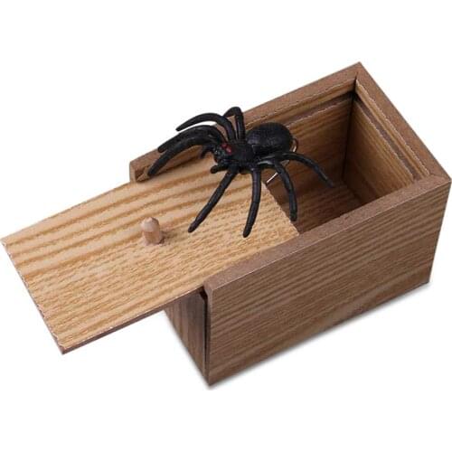 Prank Wooden Scare Box Spider Hidden in Case April Fools Day And Halloween Funny Gift Toys For Your Kids Make Fun