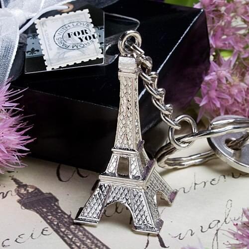 12PCS Silver Eiffe Tower Key Chain In Gift Gox Unique Wedding Favors Birthday Party Giveaway For Guest