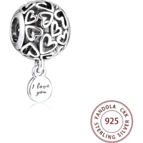 Fits Pandora Bracelet Silver 925 Original Openwork Love Hearts Charm Beads for Women DIY Jewelry Making Charmsy