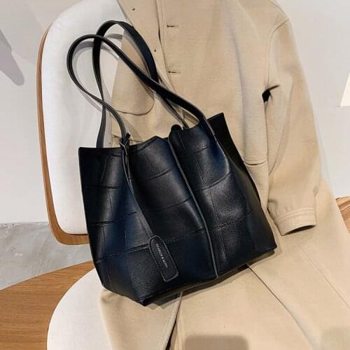 Stone Pattern PU Leather Shoulder Bags For Women Handbags 2021 New Fashion Solid Color Ladies Top-Handle Bag Luxury Design Purse