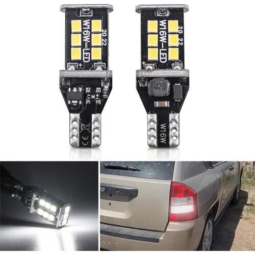 2X T15 W16W Canbus No Error LED Back Up Reverse Lights Bulbs Reversing Xenon White Back-Up Lamp For Jeep Compass 2007-2010