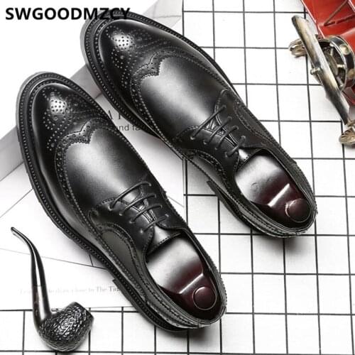 Italian Brand Mens Formal Shoes Brogue Shoes Men Office Coiffeur Elegant Shoes For Men Wedding Dress Zapatos Oxford Hombre Buty