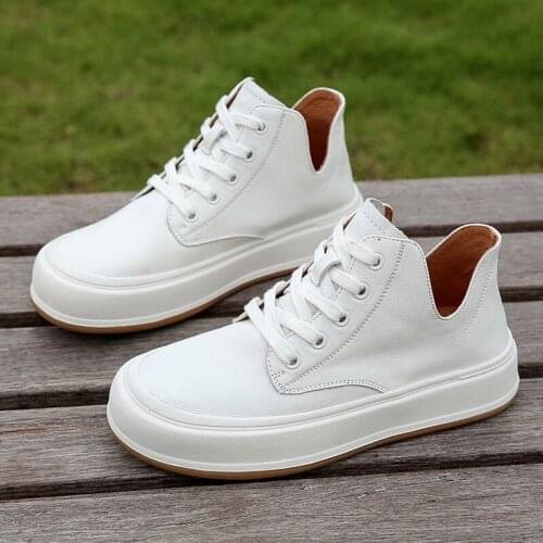 YSHUNIJ Shoes White shoes womens 2021 new high-top joker breathable platform shoes flat shoes