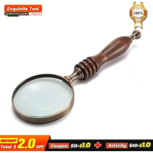 Gift Box Packaging 10X High Quality Wooden Handle Handheld Magnifier Reading Map Newspaper Magnifying Tool Glass Jewelry Loupe