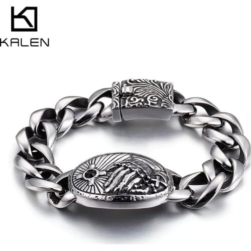 Kalen Stainless Steel High Quality Religious Mysterious Mens O Chain Punk Style Charm Bracelet Jewelry
