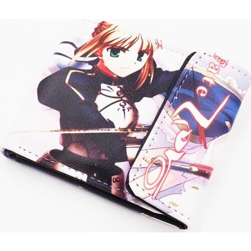 Japanese Anime Fate Stay Night Fate Zero Saber Altria Pendragon PU Short Purse Wallet Colorful Printing