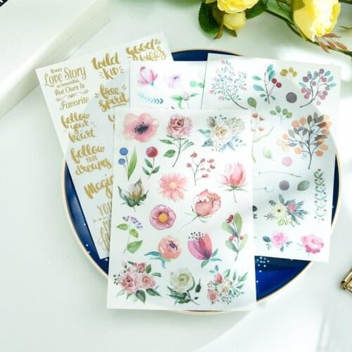 YPP CRAFT 4pc Lovely Flowers Rub On set for Scrapbooking DIY Projects/Photo Album/Card Making Crafts