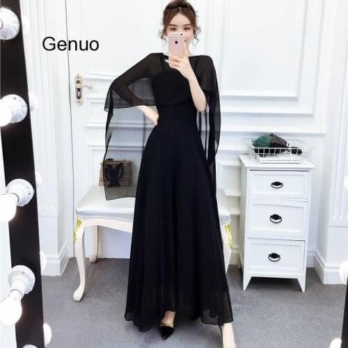 Summer Chiffon Dress Women With Cloak Red White Black Spaghetti Strap Backless Sexy Long Slip Dress 2020 Summer New Fashion