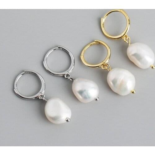 1Pair Diameter 12mm Piercing 925 Sterling Silver Earrings for Women 2020 Trend Jewelry Irregular Freshwater Pearl Earrings