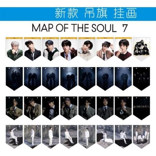 10 Sets/lot Kpop Star SUGA V JUNGKOOK JIMIN JHOPE RM JIN Map of The Soul 7 Hang Pictures Banners Wall Painting Picture Toys