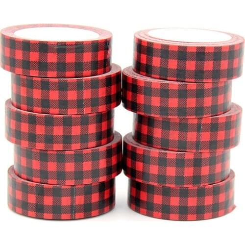 10pcs/Lot 15mm x 10m Christmas Red and Black Stripes Washi Tape Scrapbook Paper Masking Adhesive Merry Christmas Washi Tape Set