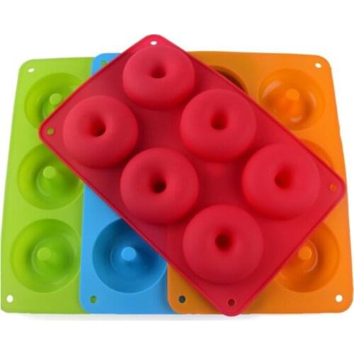 10pcs/lot 6-cavity Silicone Donut Baking Tray non-stick cake Mold Making Tool Baking non-stick And heat-resistant Reusable
