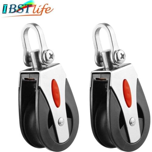 2PCS 1500Lbs Load Sheave Block Universal Head Single Pulley Swivel Sailboat Plain Bearing Block Rope Runner Boat Accessories
