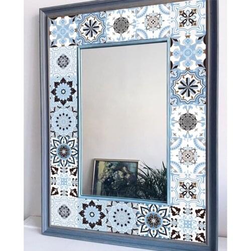 24pcs Backsplash Tile Stickers Blue Peel Stick Wall Sticky Kitchen Tile Decals