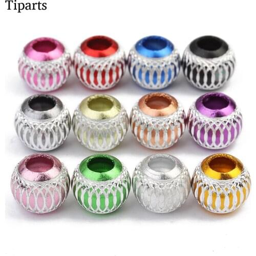 30pc/lot 11*13mm Metal Spacer Beads Hole Charms Round Stripe Beads For DIY Bracelets Necklace Findings Jewelry Making