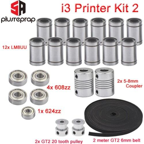 3D Printer Reprap I3 Movement Kit GT2 Belt Pulley 608zz 624zz Ball Bearing LM8UU Linear Bearing 5 x 8 Coupler Shaft