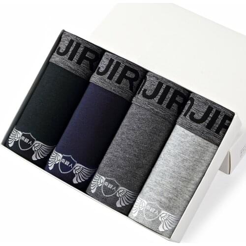 4pcs/Lot Mens Underwear Cotton Boxers Male Breathable Panties Solid Shorts Brand Underpants