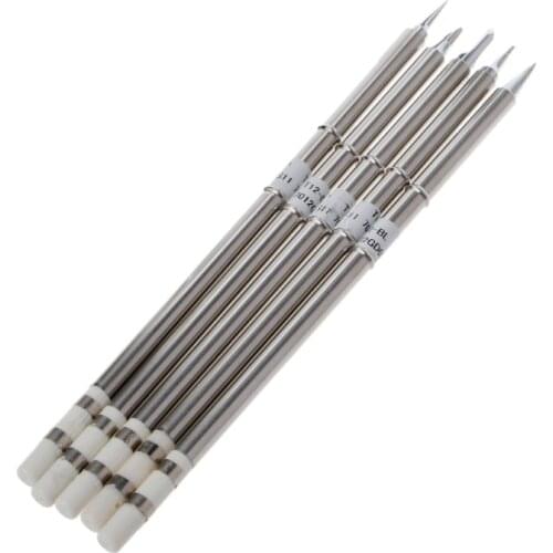 5 Pcs T12 Series Solder Iron Tips For Hakko FX951 Soldering Station FM-2027 2028