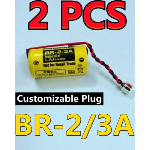 2 PACK HOT NEW Original Battery For PANASONIC BR-2/3A 17335 3V Lithium PLC Battery With White Connector (Customizable Plug)