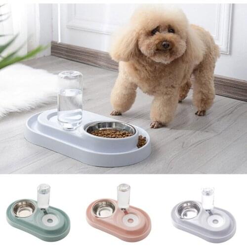 Automatic Pet Feeder Water Dispenser Cat Dog Drinking Bowl Dogs Feeder Dish Pet Products Stainless Steel Cat Bowls