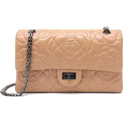 Spin Lock Design Women Messenger Bag 2021 Genuine Leather Metal Chains Female Crossbody Bag Handbag Ladies Single Shoulder Bag