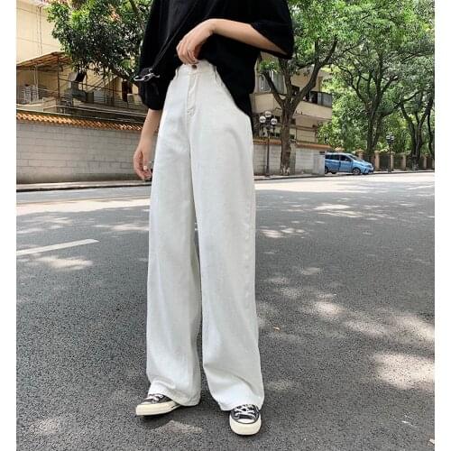 High Waist Denim Trouser Simplicity Classic Girl Straight Pants for Womens Jeans 2021 Spring New Cotton Streetwear