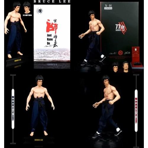 Bruce Lee Action Figure The Return of the Grandmaster Dragon Tiger Fighting Three-headed Real Clothes 30cm 12 inch