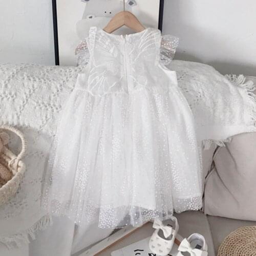 Hollead Princess Flower Girl Dress White Lace Embroidered Summer Tutu Wedding Birthday Party Kids Dresses Girls Children Costume