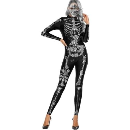 Halloween Bodysuit 3D Human Skeleton Cosplay Zombie Scary Costume Skull Halloween Dress Jumpsuit Carnival Party Supplies