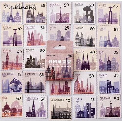 45pcs/box Stationery Stickers Vintage Stamp Sealing Label Travel Stickers Decorations Scrapbooking Diary Albums Bullet Journal