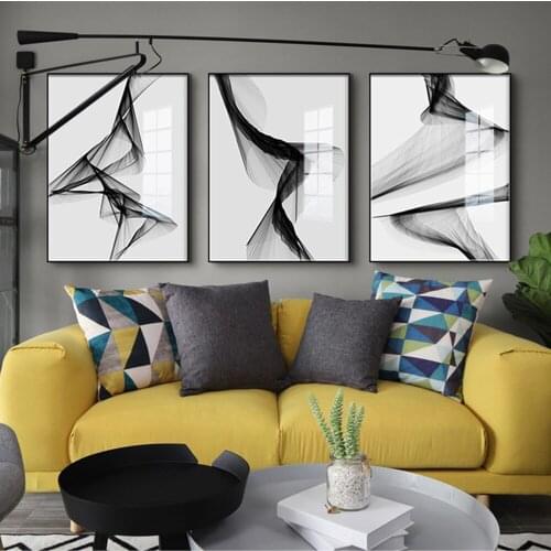 Nordic Black White Wall Art Canvas Painting Posters Prints Abstract Line Pictures for Living Room Modern Home Decor No Frame