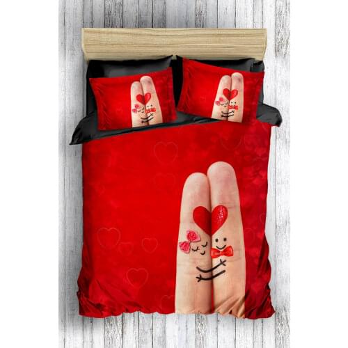 2021 3D Bedding Set With Pillowcase Duvet Cover Sets Bed Linen Sheet Double Queen King Size Quilt Covers Bedclothes Finger Red