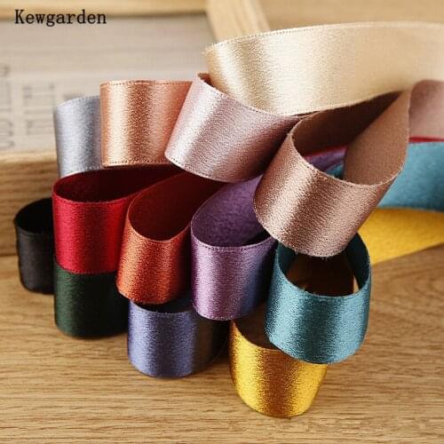 Kewgarden DIY Hairbow Sewing Accessories Packing Riband 1.5" 1" 38 25 10 mm Bright Silk Ribbon Handmade Tape 10 Yards