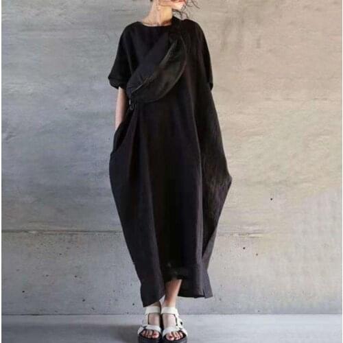 Summer WomenS Dress 2021 Shirt Dress Long Evening Female Vintage Maxi Party Oversize Beach Women Dresses Casual pure Black Prom