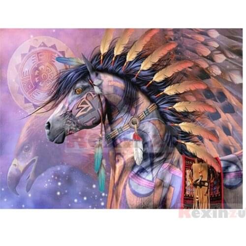 Kexinzu Full 5D DIY Square/Round Drill Diamond Painting "Animal War horse" 3d Diamond Embroidery Cross Stitch Decor Gift K513