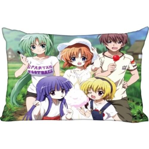 Higurashi No Naku Koro Ni Pillowcase 45x35cm(One Side) Decorative Rectangle Zipper 3D Print Pillowcase Satin Fabric Pillow Cover