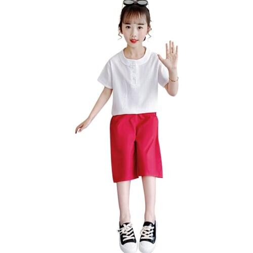 Girls Clothes Solid Tshirt + Short Girl Clothes Casual Style Clothes Girl Summer Kid Clothes 6 8 10 12 14