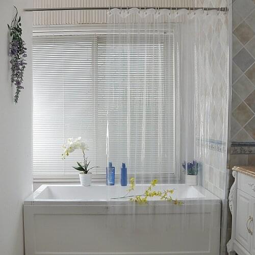 Plastic Clear Shower Curtain Transparent Waterproof Luxury Bath Curtains with 12pcs Hooks for Bathroom Accessories 180mm*200cm