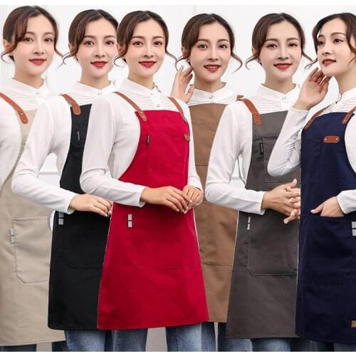 Work Clothes Belt Canvas Apron Printed Embroidered Word Multi-Color Supermarket Cafe Kitchen Restaurant Service Staff Uniforms