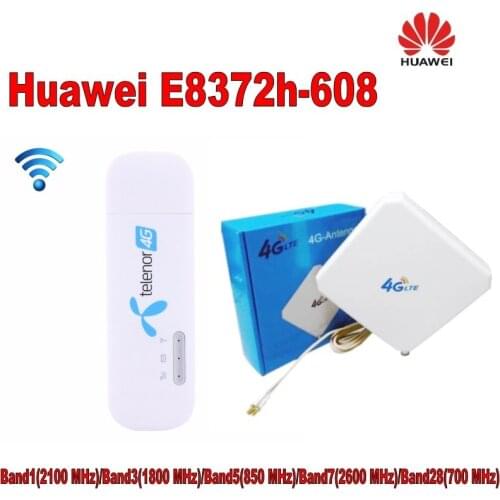 Unlocked Huawei E8372 E8372h-608 150Mbps 4G LTE usb Wifi modem carfi car wifi router Plus 35dbi TS9 4g antenna