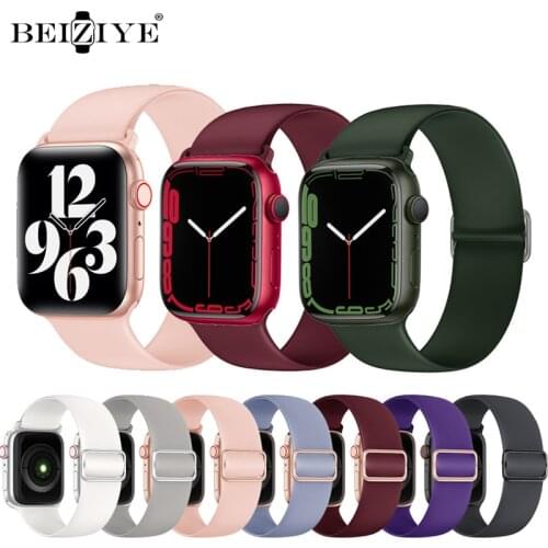 Sport Silicone Adjustable Strap For Apple Watch Band 42mm 38mm Stretch Belt Bracelet For Apple Watch 40mm 44mm Series SE 6 5 4 3