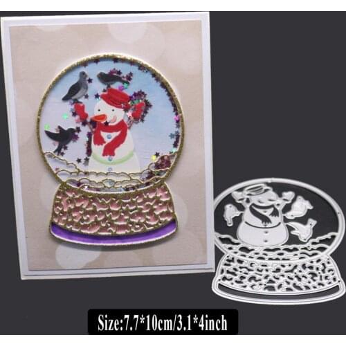 Christmas Snowman Crystal Ball Cutting Dies for Card Making,URYKE Die Cuts Stencil Metal Template for DIY Embossing Scrapbooking