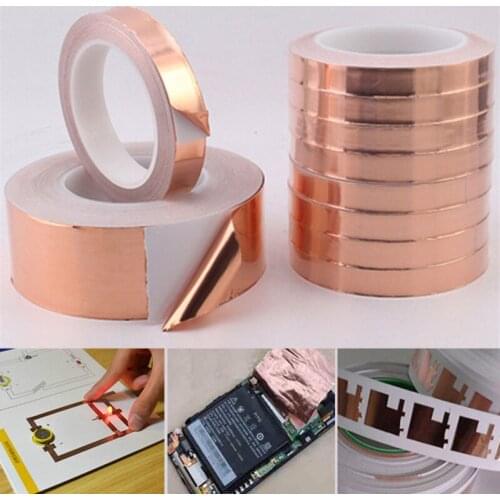 Single-sided Adhesive Conductive Copper Foil Tape Adhesive EMI Shielding Heat Resist Anti-static Tape 5mm 6mm 8mm 10mm