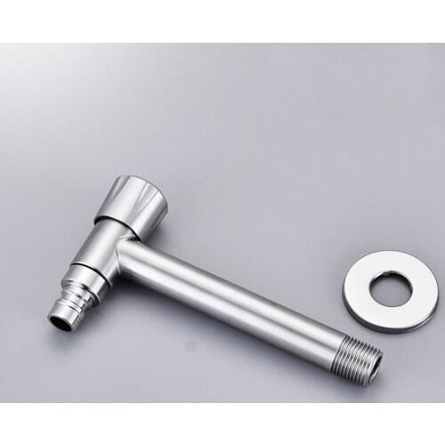 Contemporary Leading Single Bibcock 304 Stainless Steel Faucet Lengthen Wall Mounting Washing Machine Tap Bathroom Accessory